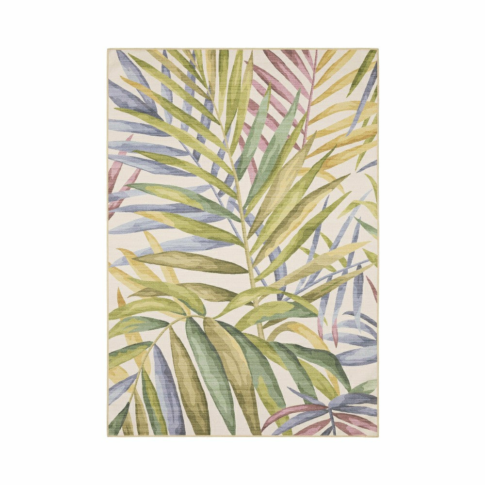 Indoor/Outdoor Island Leaves Machine Washable Printed Rug | Plow & Hearth