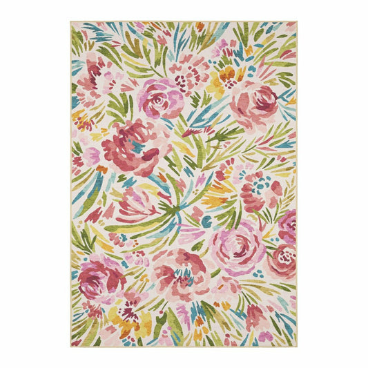 Indoor/Outdoor Machine Washable Spring Flowers Rug | Plow & Hearth