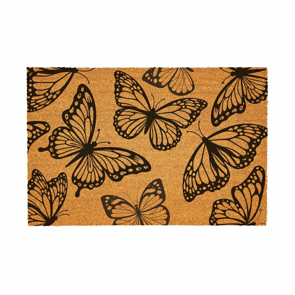 Grateful Gatherings Monarch Butterfly Coir Mat, 36"x24" | Plow & Hearth