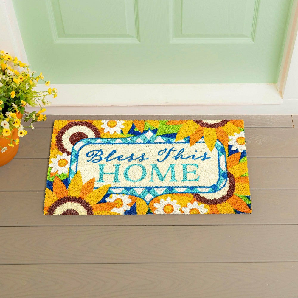 Bless this Home Sunflowers Coir Mat | Plow & Hearth