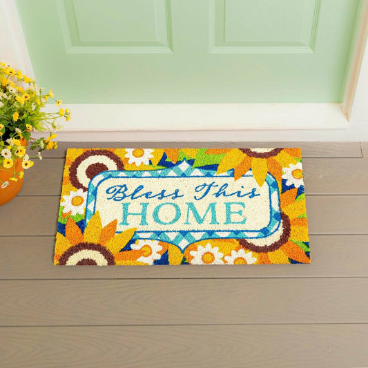 Bless this Home Sunflowers Coir Mat | Plow & Hearth