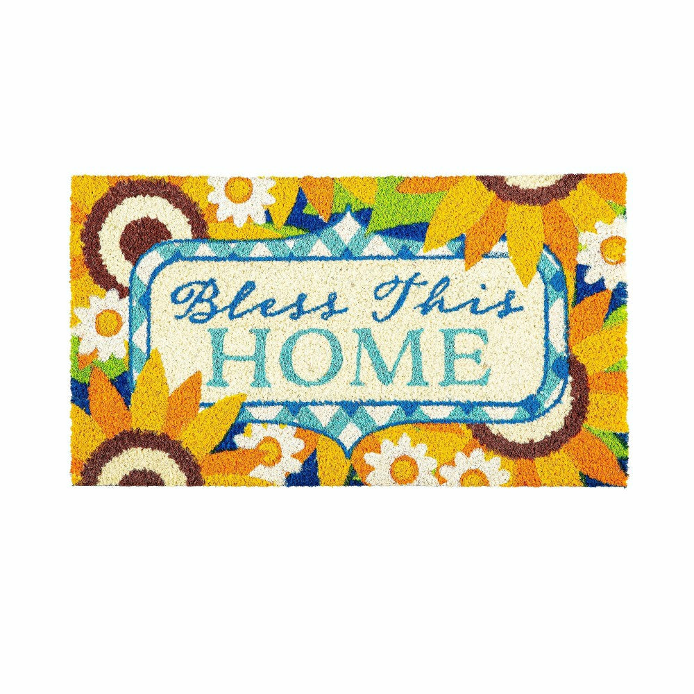 Bless this Home Sunflowers Coir Mat | Plow & Hearth