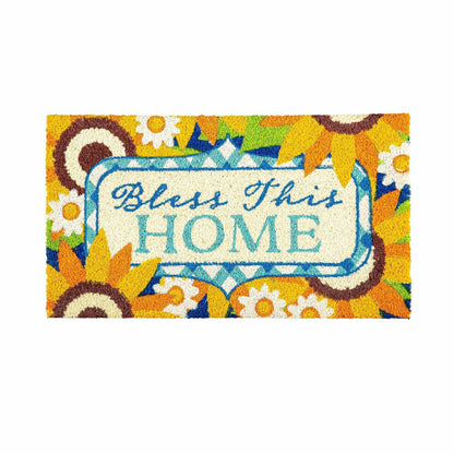 Bless this Home Sunflowers Coir Mat | Plow & Hearth