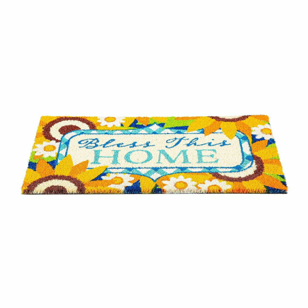 Bless this Home Sunflowers Coir Mat | Plow & Hearth