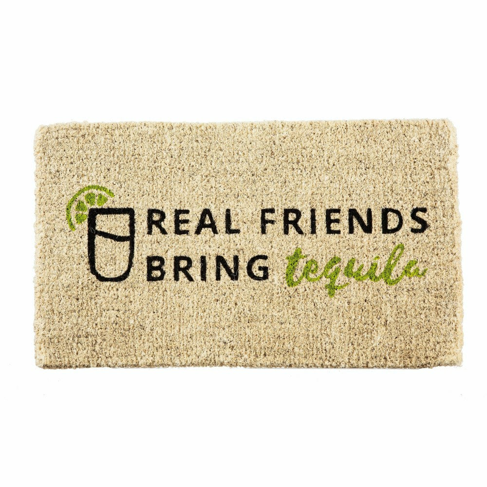 Real Friends Bring Tequila Woven Back Coir Mat | Plow & Hearth