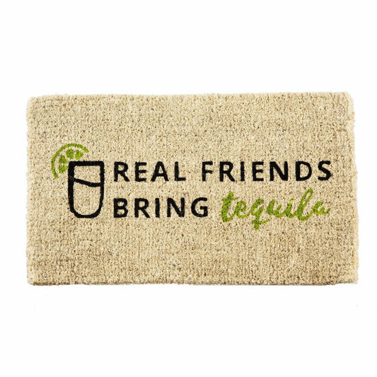 Real Friends Bring Tequila Woven Back Coir Mat | Plow & Hearth