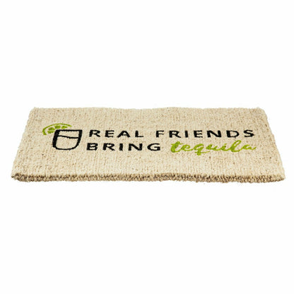Real Friends Bring Tequila Woven Back Coir Mat | Plow & Hearth