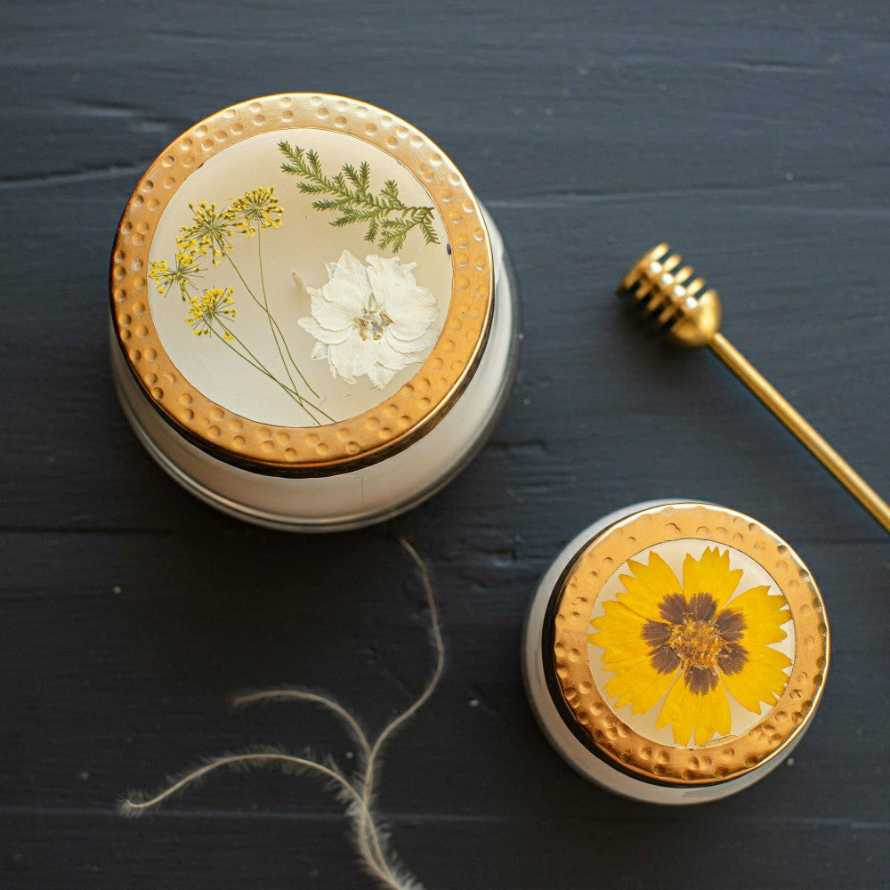 Accent Pressed Floral Candle - Honey Tobacco | Plow & Hearth