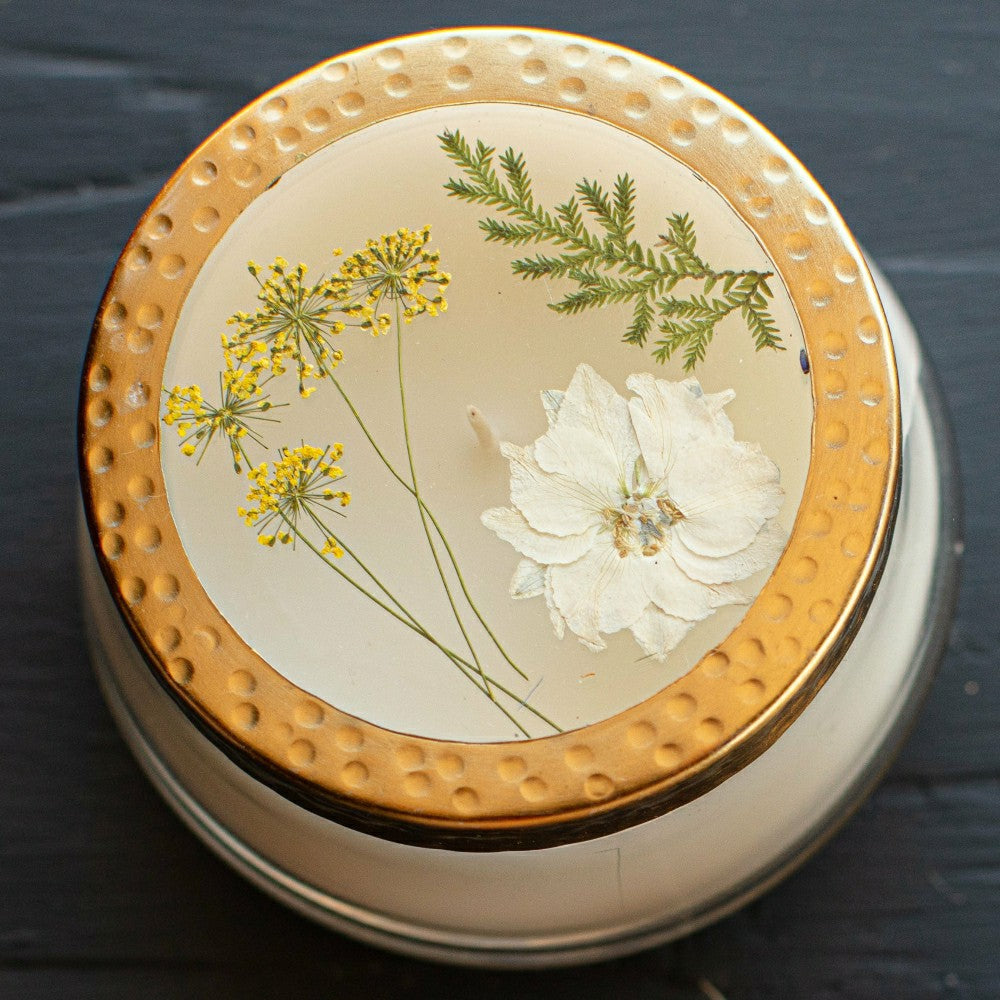 Accent Pressed Floral Candle - Honey Tobacco | Plow & Hearth