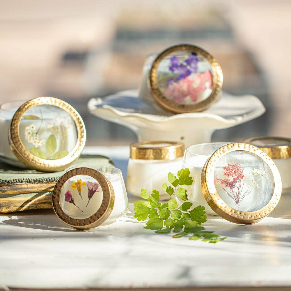 Accent Pressed Floral Candle - Honey Tobacco | Plow & Hearth
