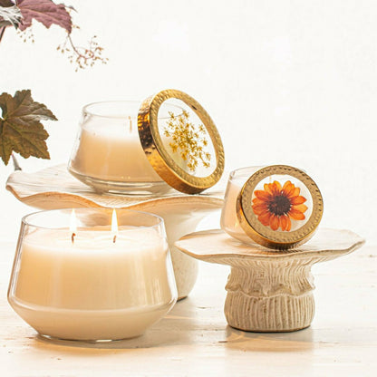 Accent Pressed Floral Candle - Harvest Pumpkin | Plow & Hearth
