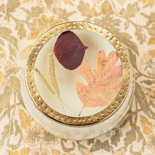 Harvest Pumpkin Large Pressed Floral Candle | Plow & Hearth