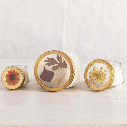 Harvest Pumpkin Large Pressed Floral Candle | Plow & Hearth