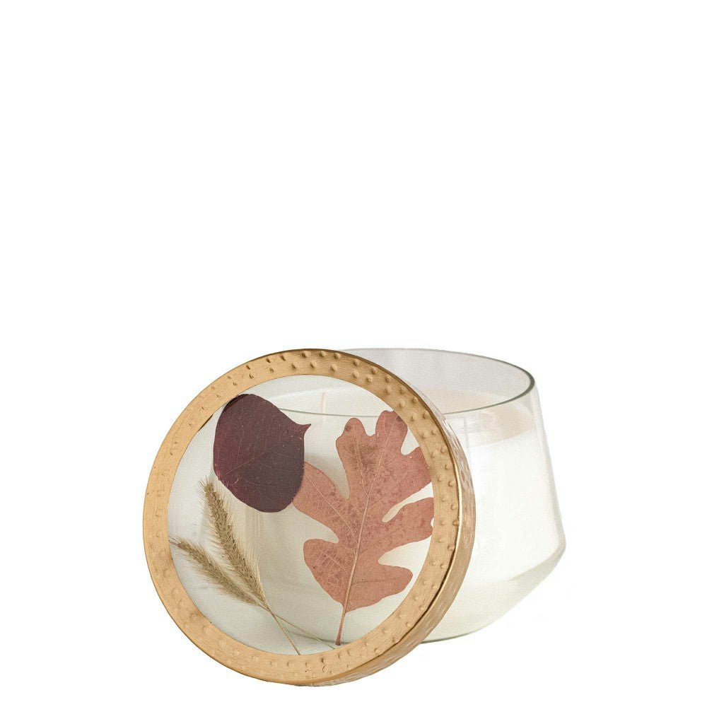 Harvest Pumpkin Large Pressed Floral Candle | Plow & Hearth
