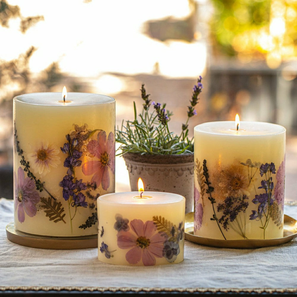 Roman Lavender Small Round Botanical Candle | Plow & Hearth