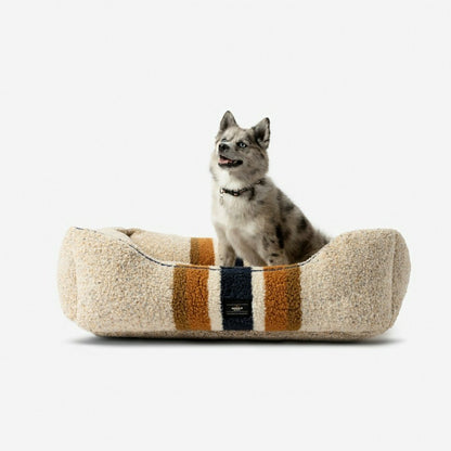 Shinola Brand Stripe Kuddle Berber Dog Bed Oatmeal | Plow & Hearth