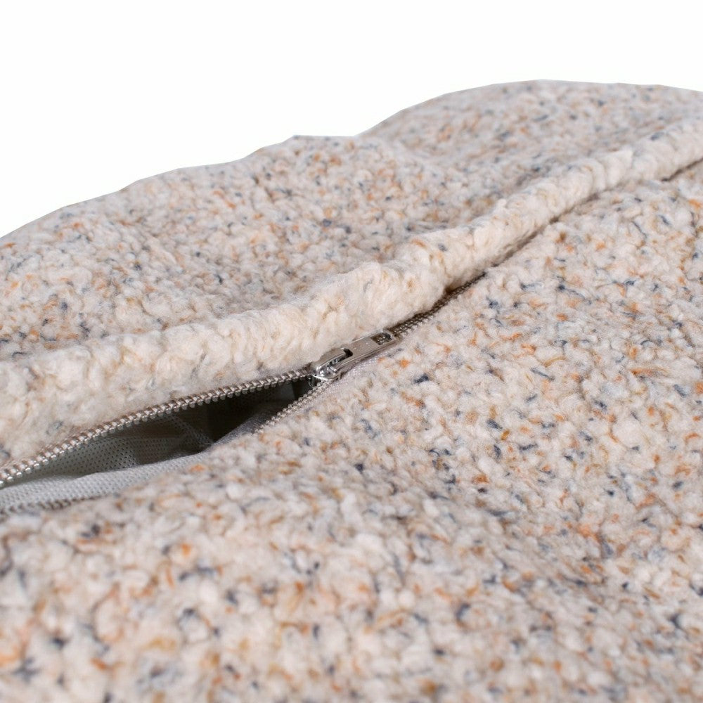 Shinola Brand Stripe Kuddle Berber Dog Bed Oatmeal | Plow & Hearth