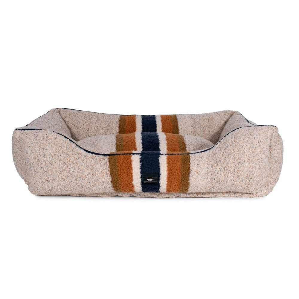 Shinola Brand Stripe Kuddle Berber Dog Bed Oatmeal | Plow & Hearth