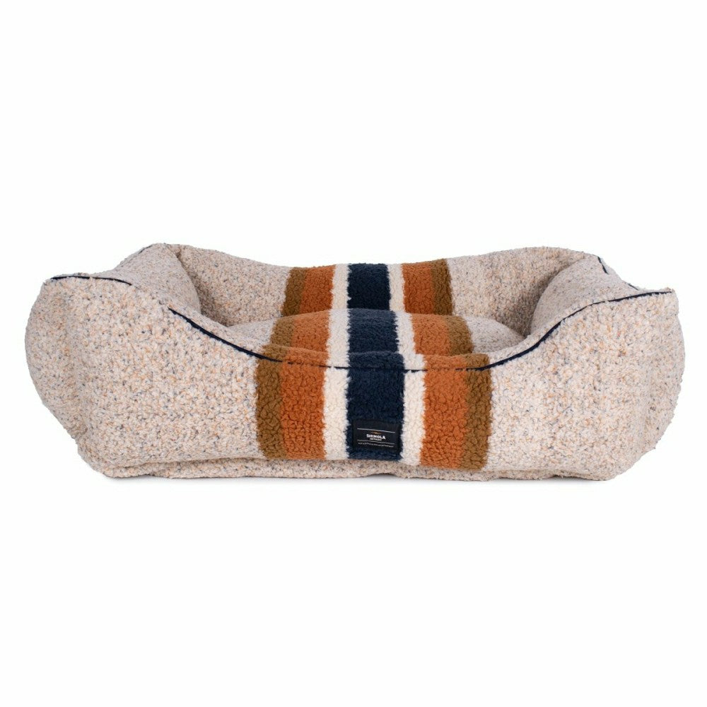 Shinola Brand Stripe Kuddle Berber Dog Bed Oatmeal | Plow & Hearth