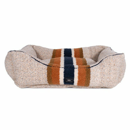 Shinola Brand Stripe Kuddle Berber Dog Bed Oatmeal | Plow & Hearth