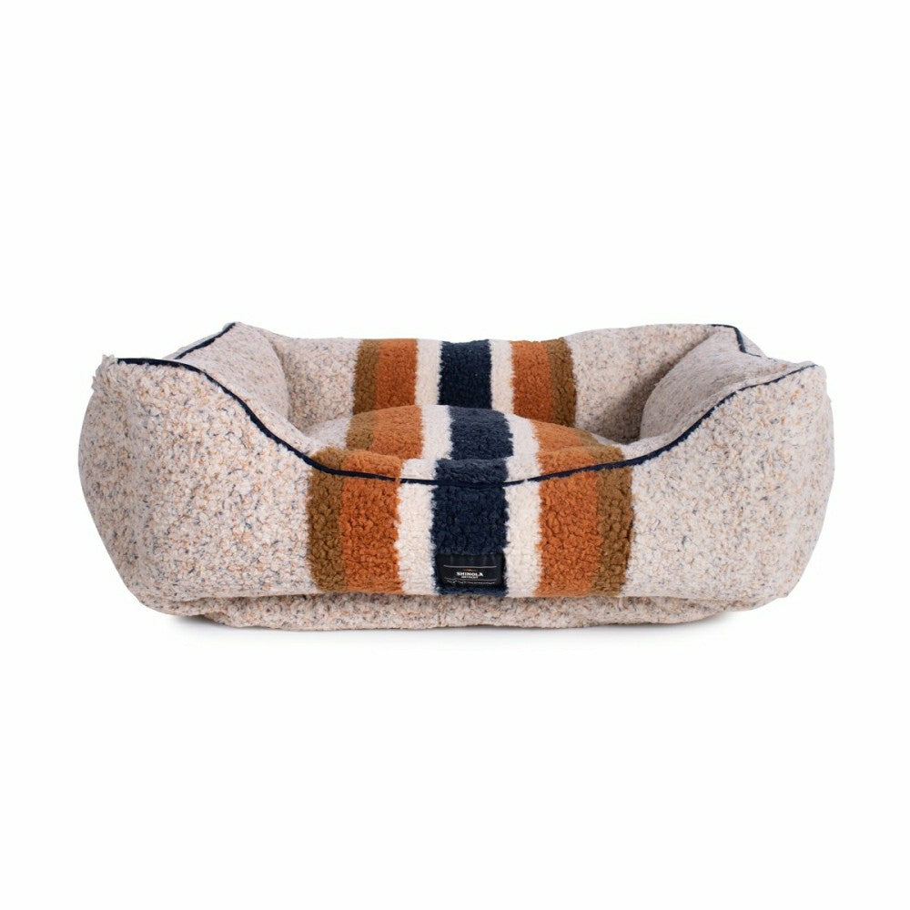 Shinola Brand Stripe Kuddle Berber Dog Bed Oatmeal | Plow & Hearth