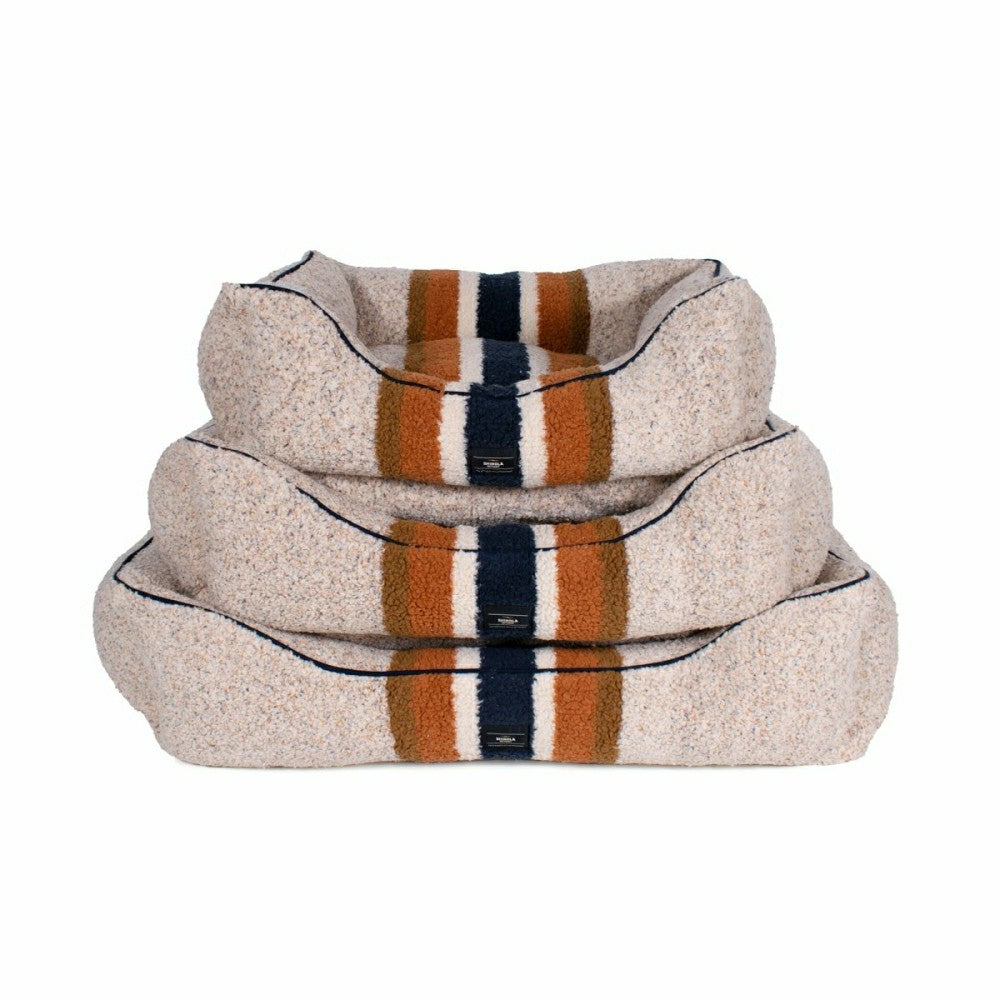 Shinola Brand Stripe Kuddle Berber Dog Bed Oatmeal | Plow & Hearth