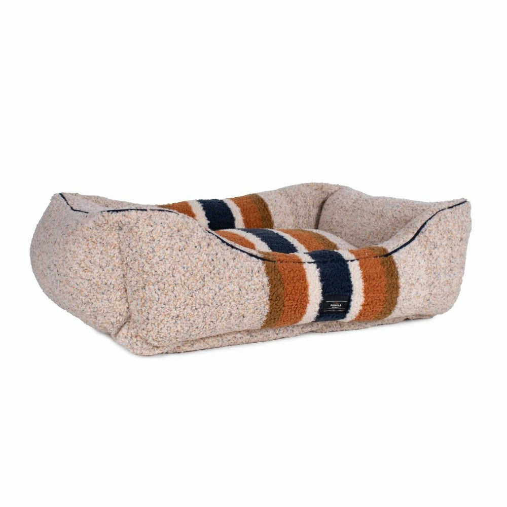 Shinola Brand Stripe Kuddle Berber Dog Bed Oatmeal | Plow & Hearth