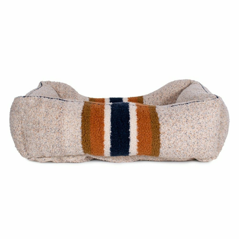 Shinola Brand Stripe Kuddle Berber Dog Bed Oatmeal | Plow & Hearth