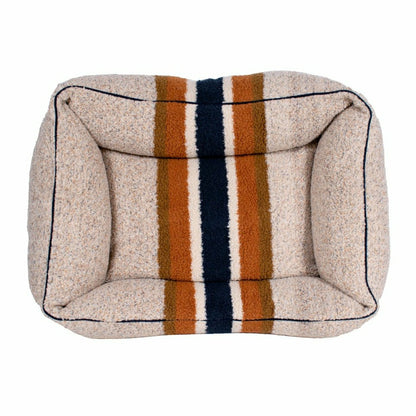 Shinola Brand Stripe Kuddle Berber Dog Bed Oatmeal | Plow & Hearth