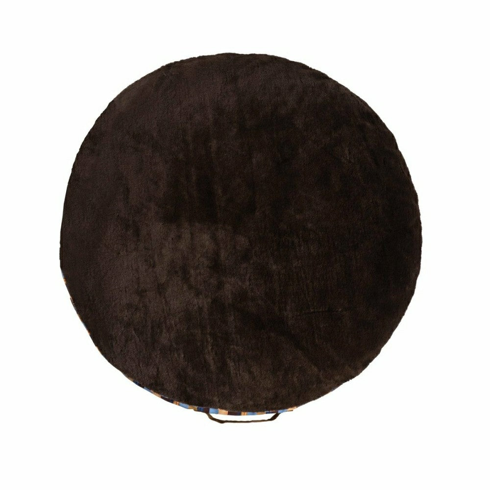 Round Stripe Pet Bed with Fur | Plow & Hearth