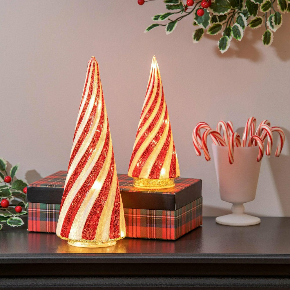 Lighted Candy Cane Striped Trees, Set of 2 | Plow & Hearth