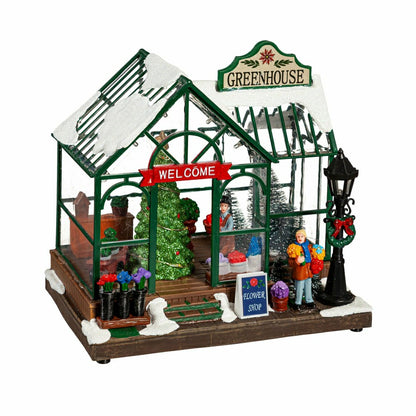 Holly Homestead LED Table Decor Resin Greenhouse with Rotating Tree an | Plow & Hearth