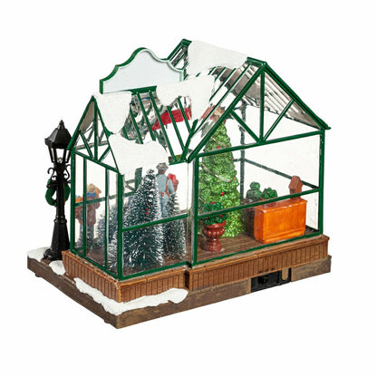 Holly Homestead LED Table Decor Resin Greenhouse with Rotating Tree an | Plow & Hearth