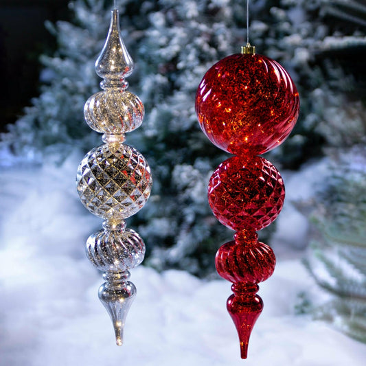 Indoor/Outdoor Shatterproof Holiday Lighted Large Finial Hanging Ornam | Plow & Hearth