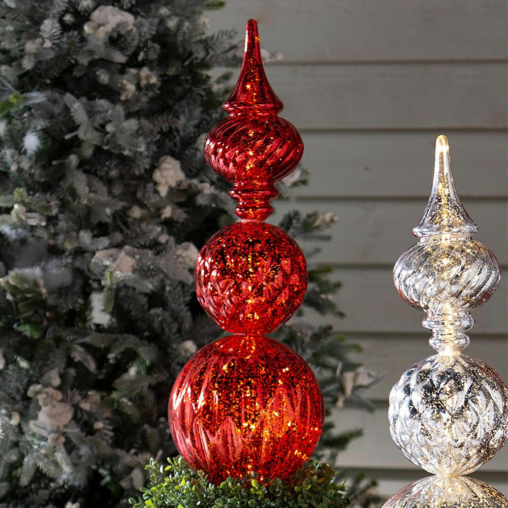 Indoor/Outdoor Shatterproof Holiday Lighted Large Finial Ornament Stak | Plow & Hearth