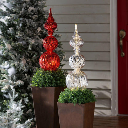 Indoor/Outdoor Shatterproof Holiday Lighted Large Finial Ornament Stak | Plow & Hearth
