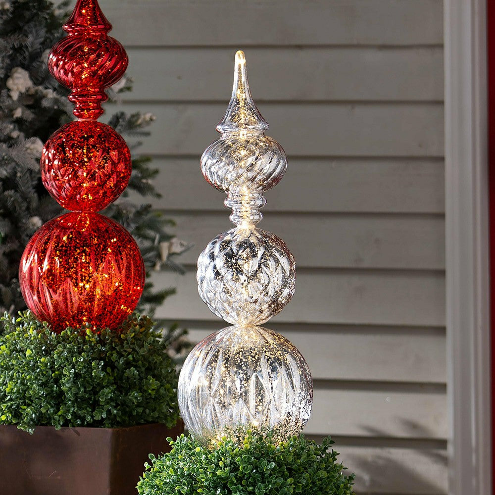 Indoor/Outdoor Shatterproof Holiday Lighted Large Finial Ornament Stak | Plow & Hearth