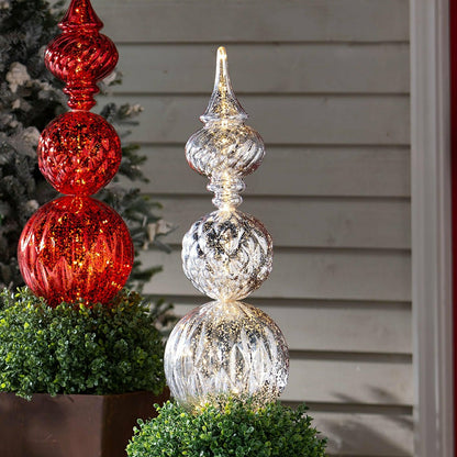 Indoor/Outdoor Shatterproof Holiday Lighted Large Finial Ornament Stak | Plow & Hearth