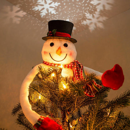 Snowman Tree Topper with Snowflake Projector | Plow & Hearth