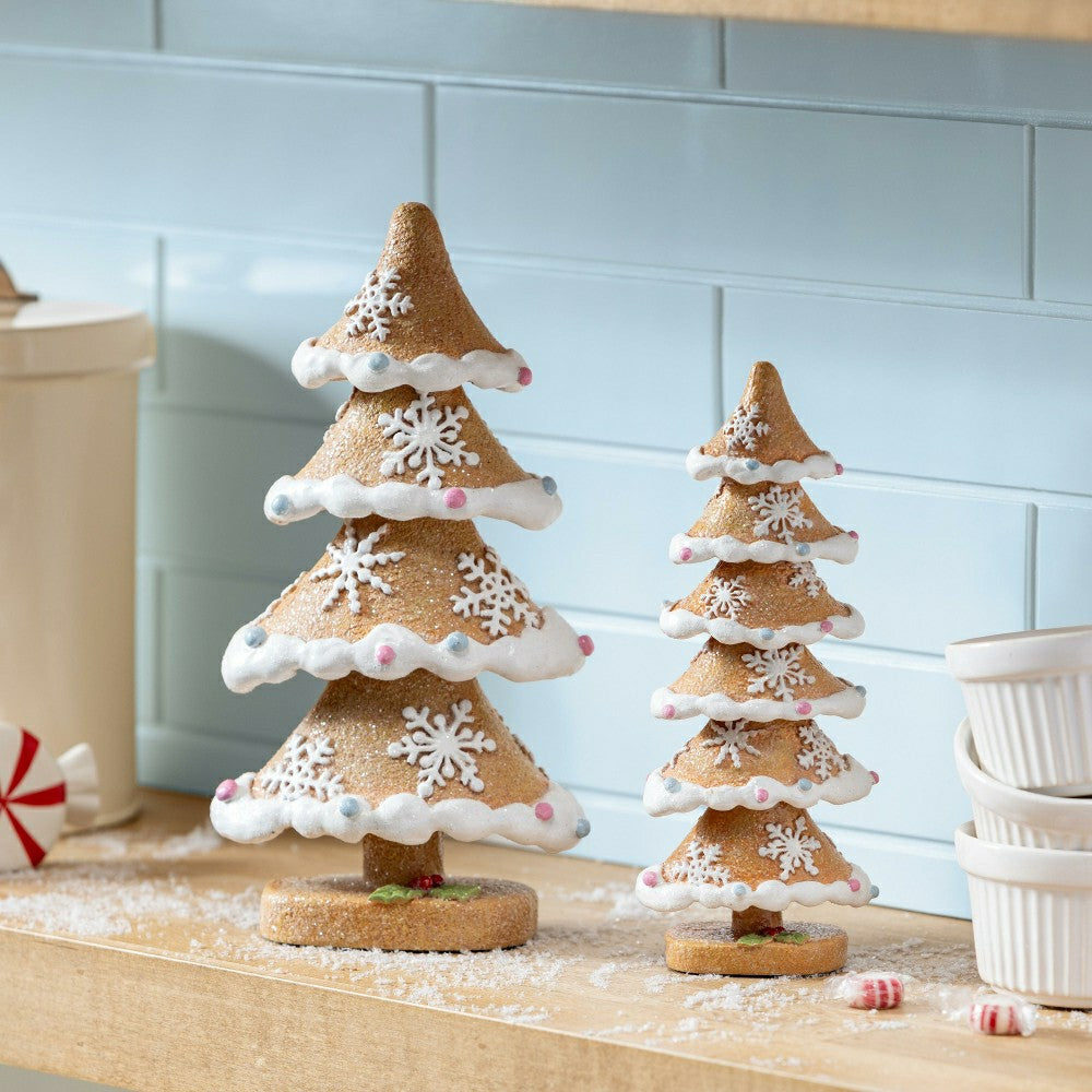Sugar & Stripes Bright Table Décor Gingerbread Tree Resin Set | Plow & Hearth