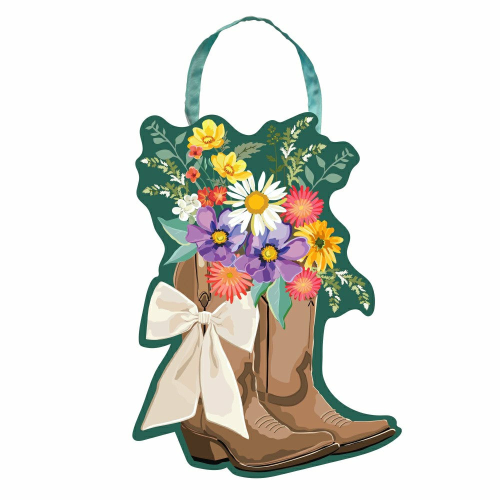 Boots And Bow Floral Door Decor | Plow & Hearth