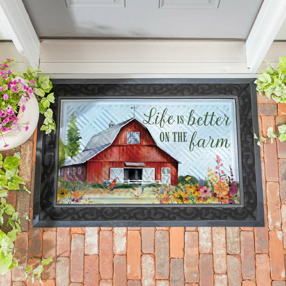 Hillside Pasture Barn Embossed Mat | Plow & Hearth