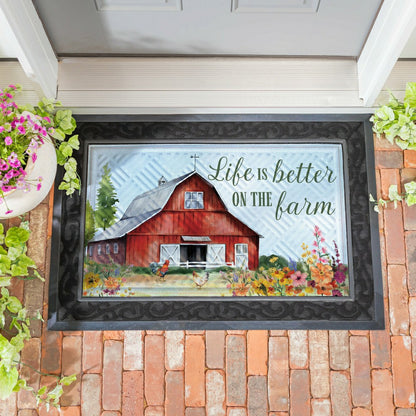 Hillside Pasture Barn Embossed Mat | Plow & Hearth
