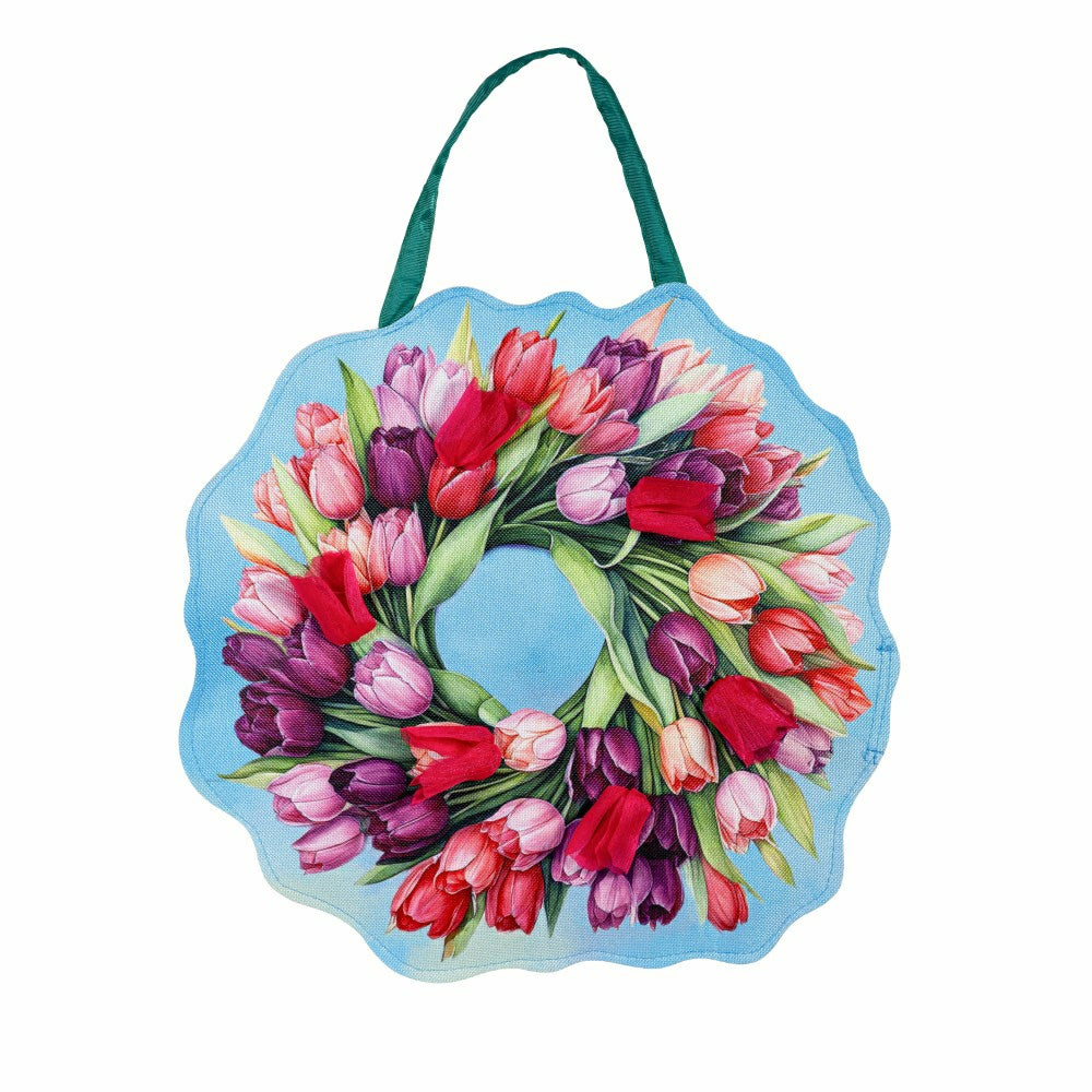 Spring Pink & Patriotic Tulips Wreath Reversible Door Decor | Plow & Hearth
