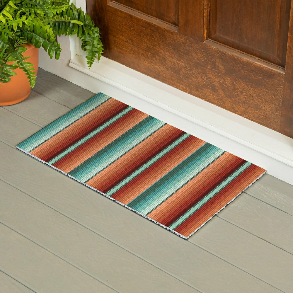 Southwest Pueblo PVC Trapper Mat, Serape Stripe, 28"x16" | Plow & Hearth