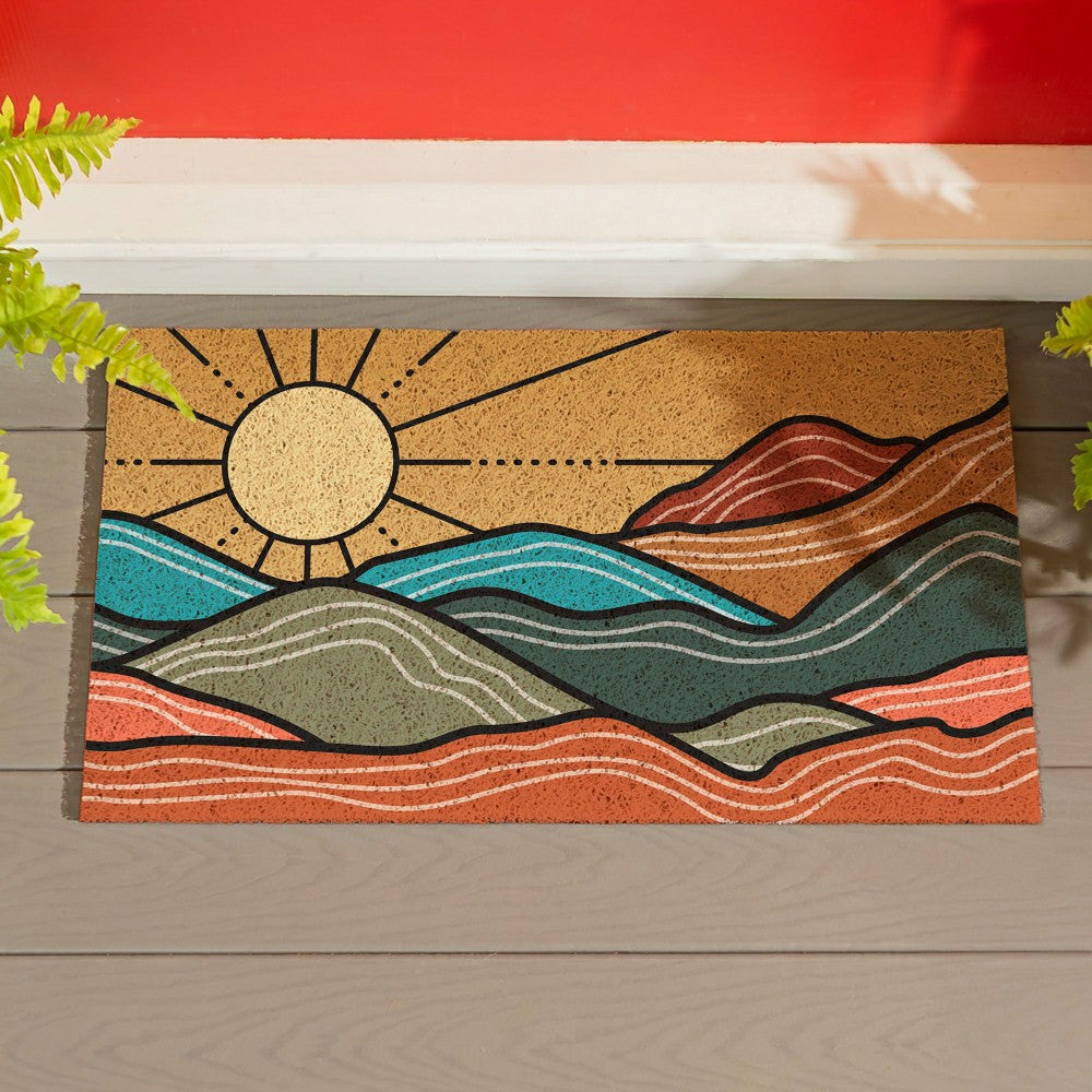 Southwest Sunrise PVC Trapper Mat, Landscape, 28"x16" | Plow & Hearth