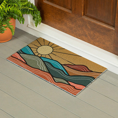 Southwest Sunrise PVC Trapper Mat, Landscape, 28"x16" | Plow & Hearth