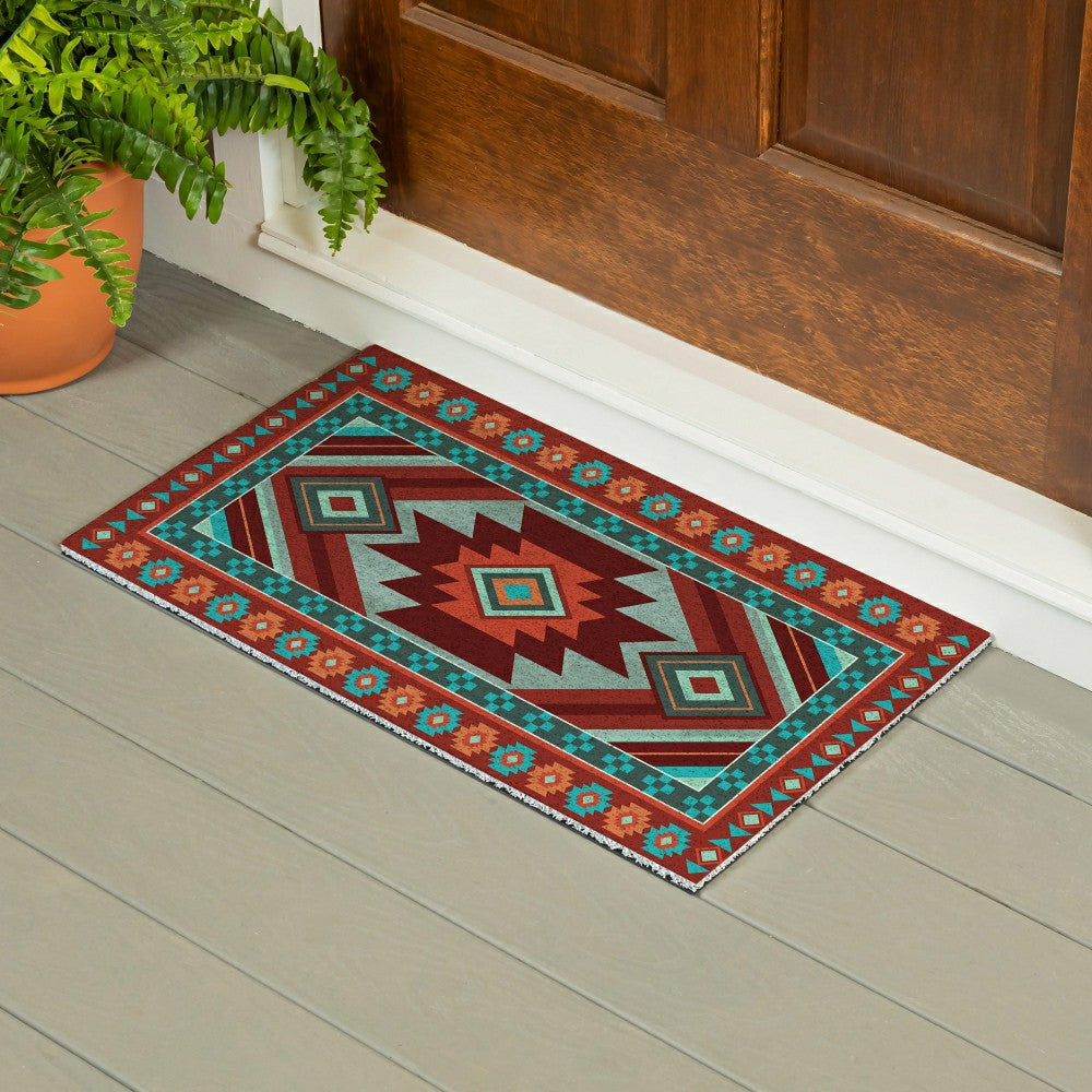 Southwest Pueblo PVC Trapper Mat, Aztec, 28"x16" | Plow & Hearth