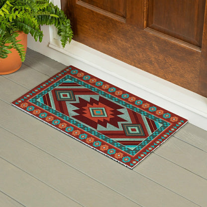 Southwest Pueblo PVC Trapper Mat, Aztec, 28"x16" | Plow & Hearth
