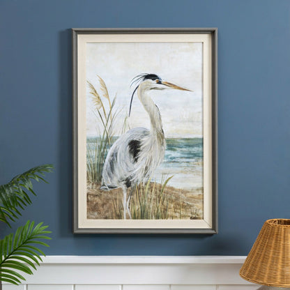 Blue Coastal Hand-Painted Wall Décor, Canvas, Egret, 30" L x 20" H | Plow & Hearth